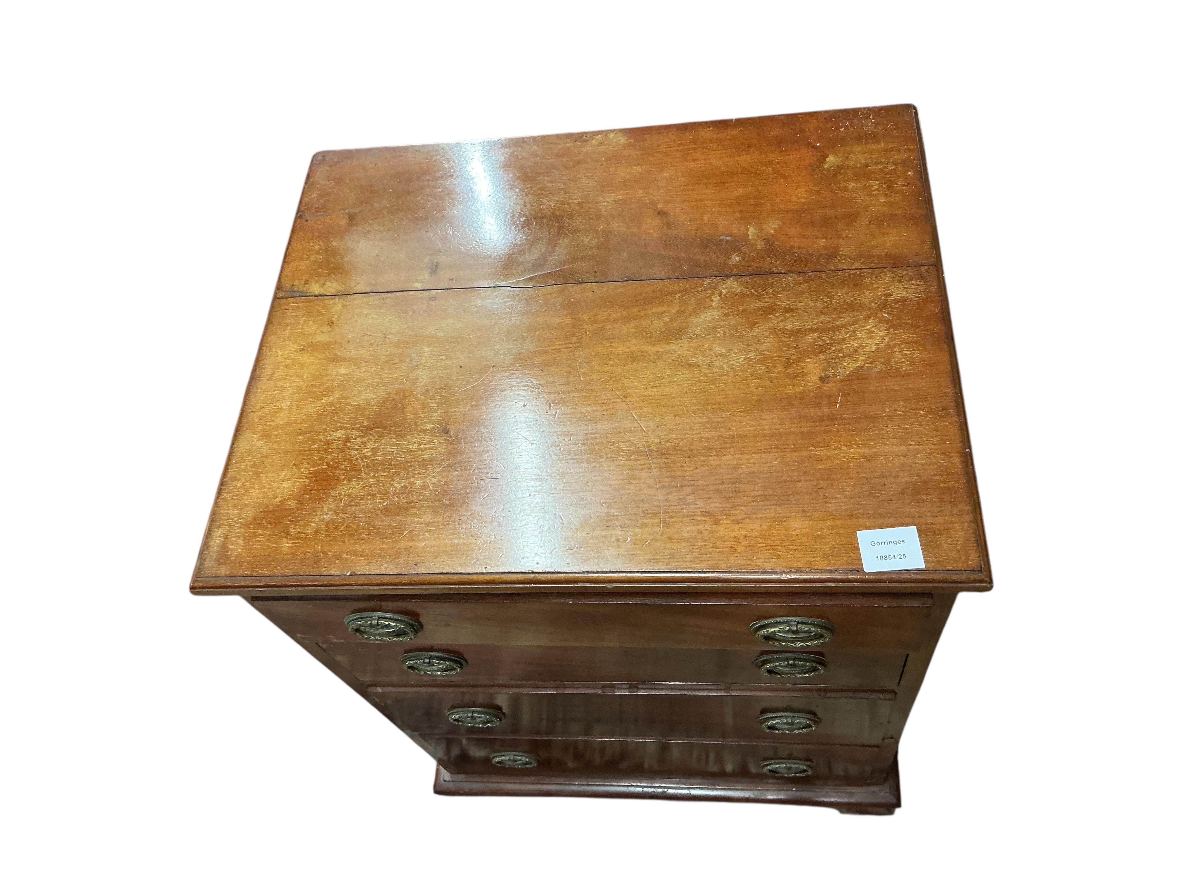 A small 19th century mahogany four drawer chest, adapted, width 59cm, depth 47cm, height 77cm